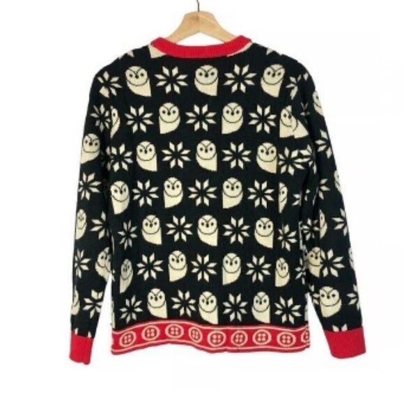 Women’s Black,Red & White Owl Sweater(Size Medium) - Picture 2 of 5